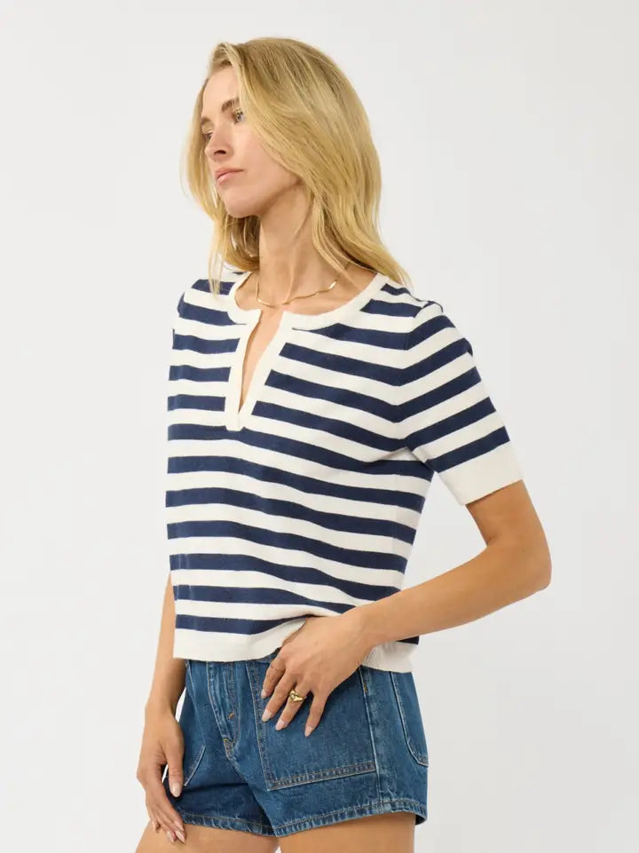 Short Sleeve Stripe Polo Top