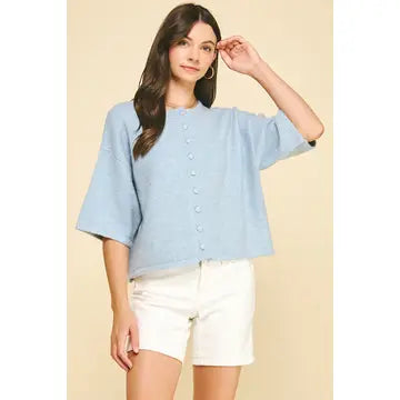 Button Down Short Sleeve Sweater
