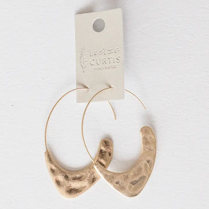 Finn - Gold Hammered Hoop 2"