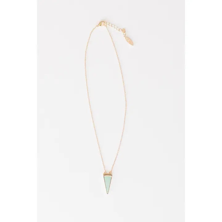 Ivy Gold & Green Amazonite Triangle Pendant Necklace