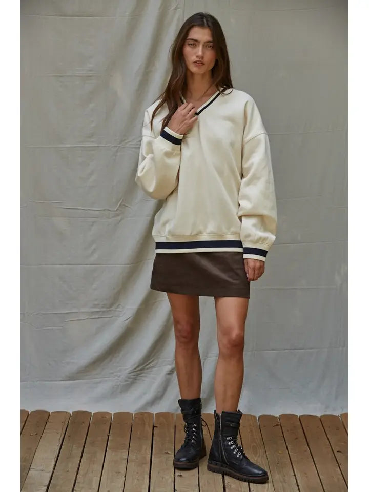 Woven Cotton Corduroy A-Line Mini Skirt