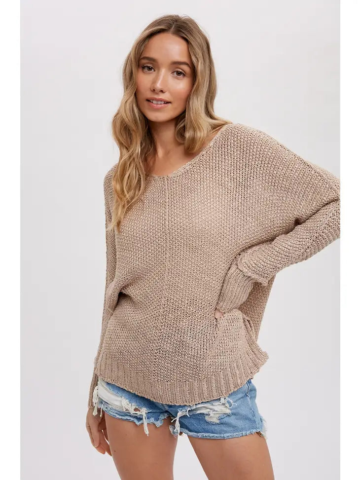 Reverse Seam Loose Fit Sweater Calicoastal Boutique