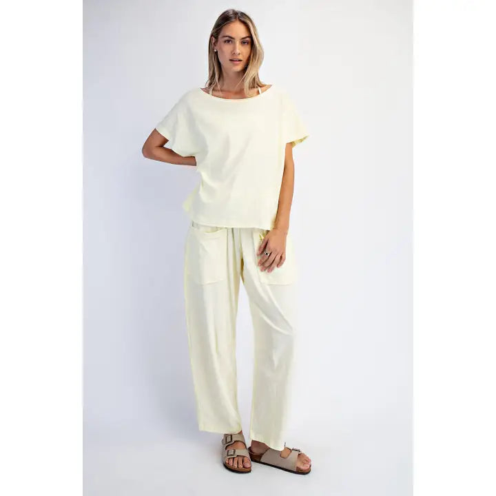 Cotton Slub Off-Shoulder Tee