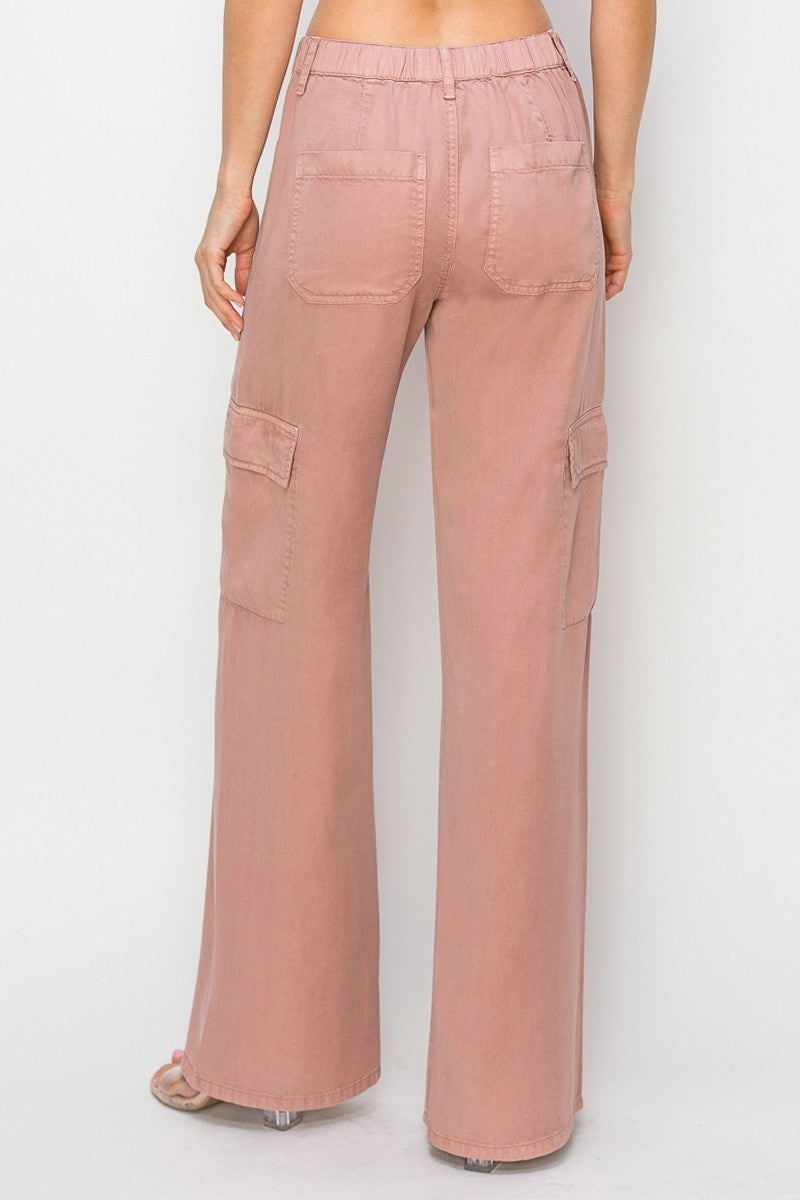 HIGH RISE WIDE CARGO TENCEL PANTS