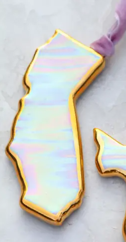 Handmade Porcelain California Ornament