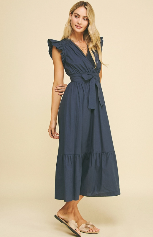 Eyelet Detailed Midi Dress