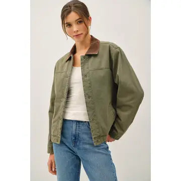 Barn Jacket with Corduroy Accent