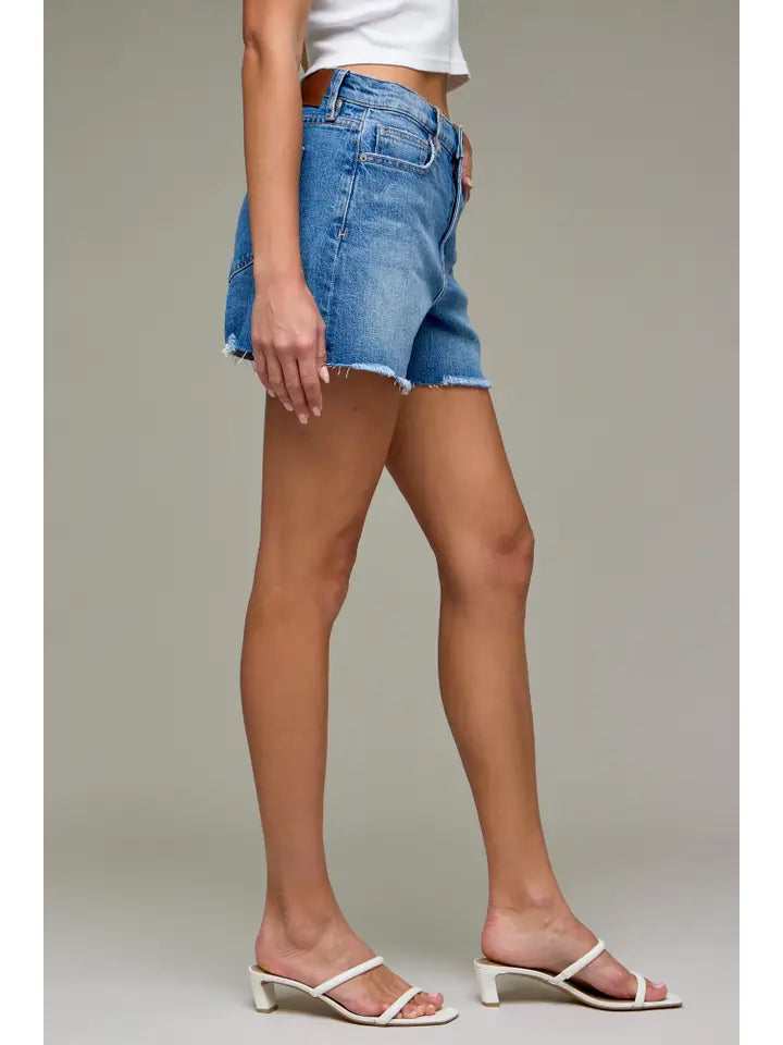 Medium Wash Classic 4in A Line Shorts