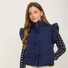 Flutter Sleeve Bow Detail Zip-Up Puffer Vest