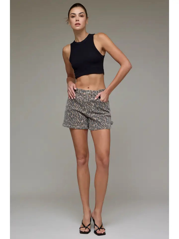 Cheetah Stretch Clean Mid Rise Dad Shorts