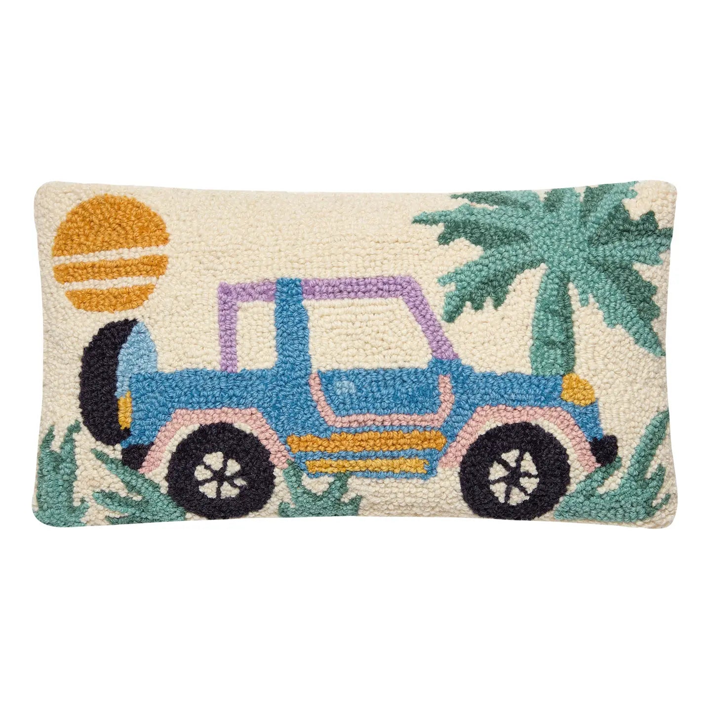 Retro Jeep Wool Hook Pillow 9x16