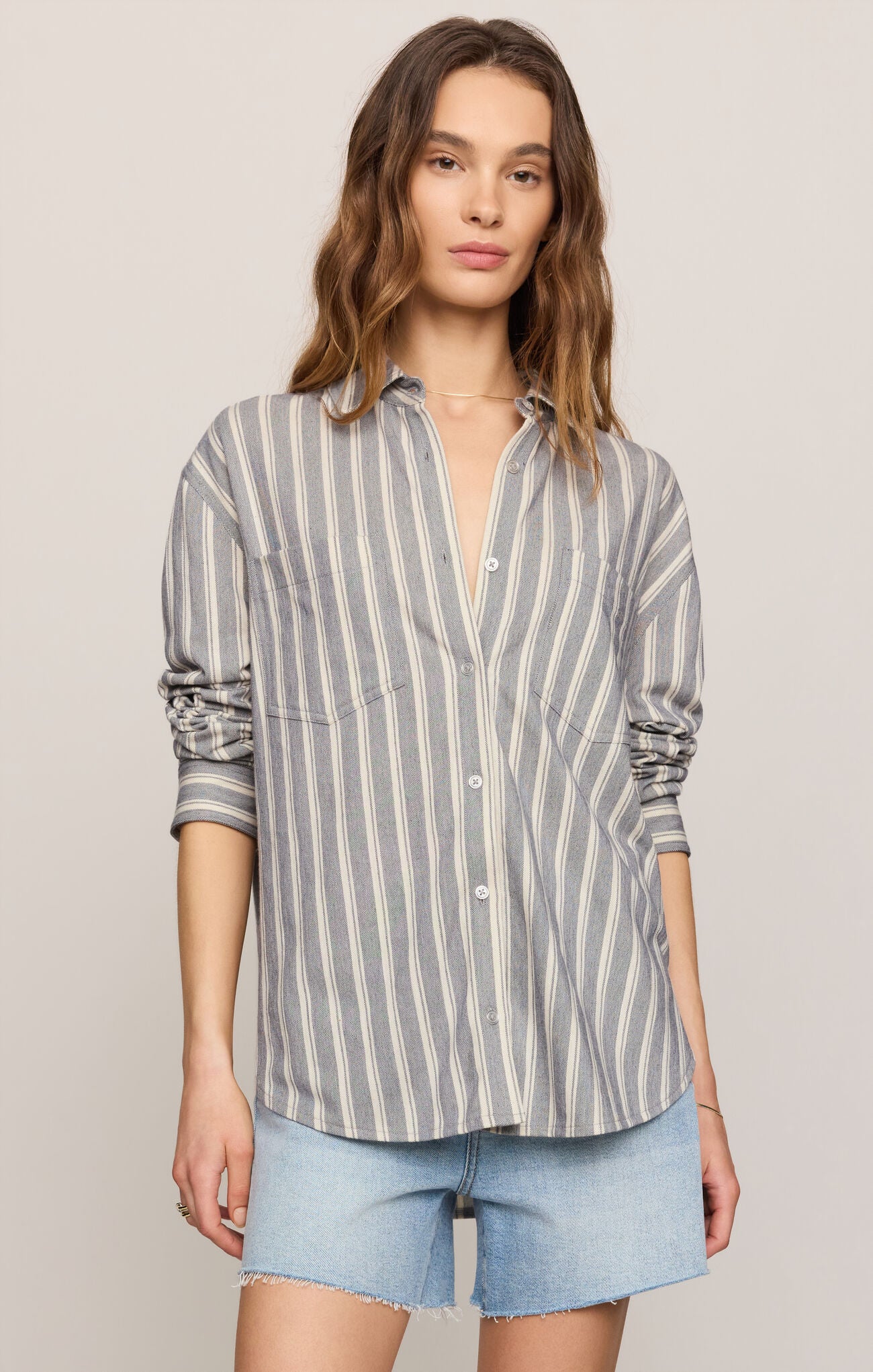 REESE BUTTON UP STRIPE TOP