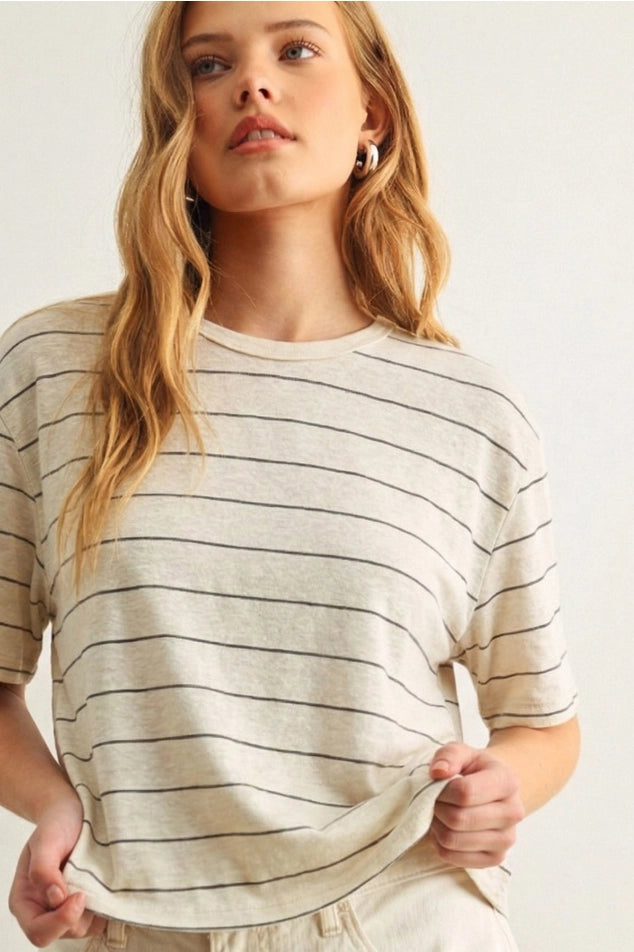 Stripe Cotton Linen Top