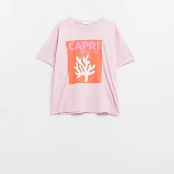 Capri Dolce Vita T-Shirt with Orange Graphic Print