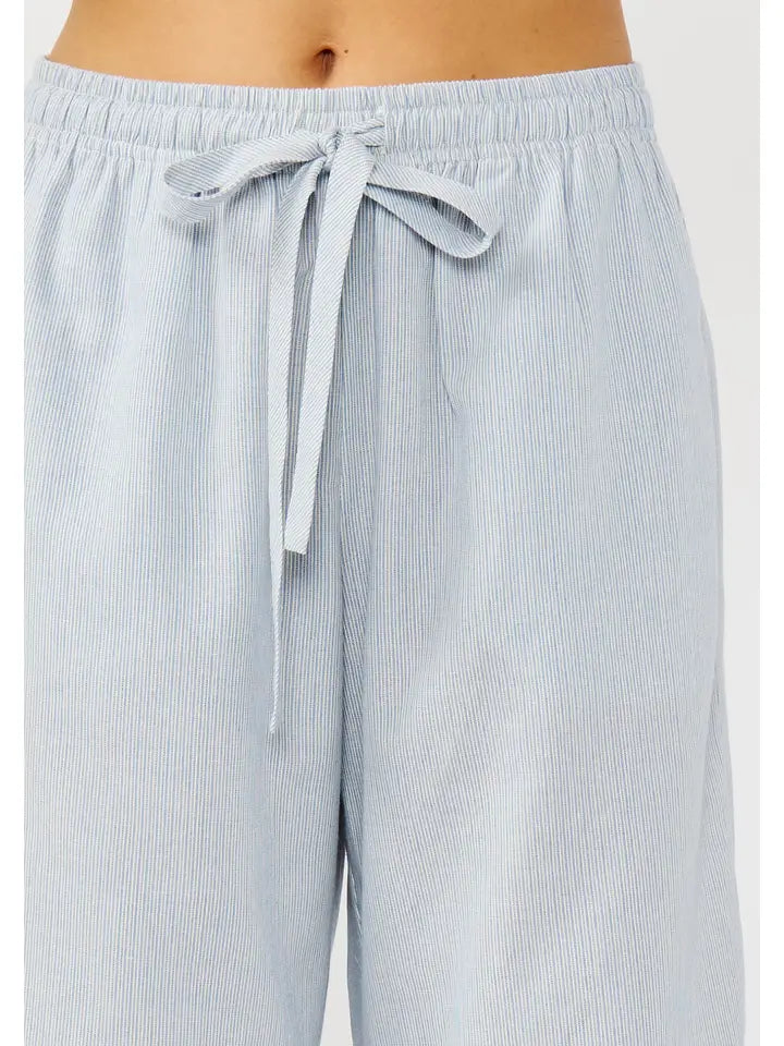 Blue Stripe Tie Waist Pant