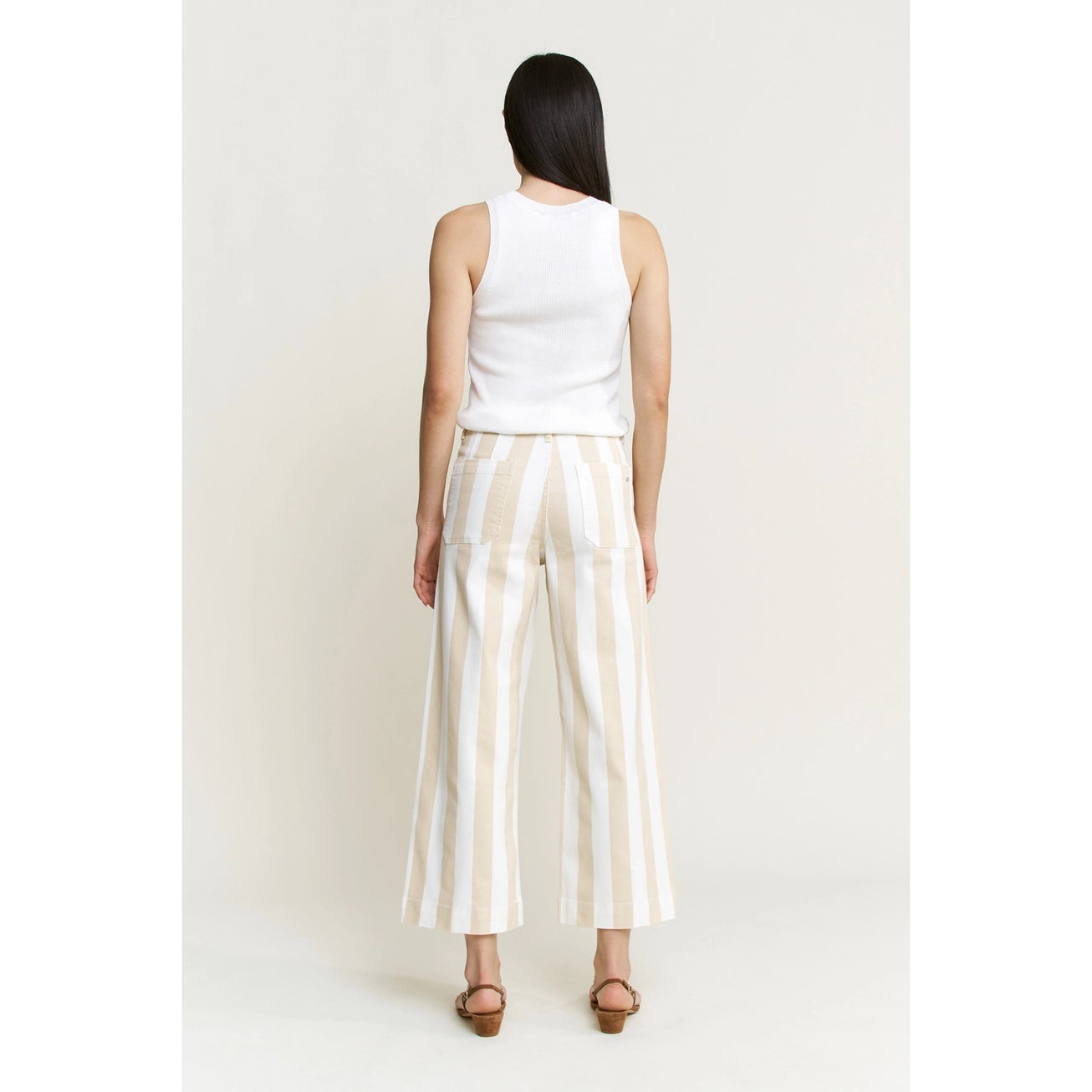 Brandy Striped Super High Cropped Wide Leg