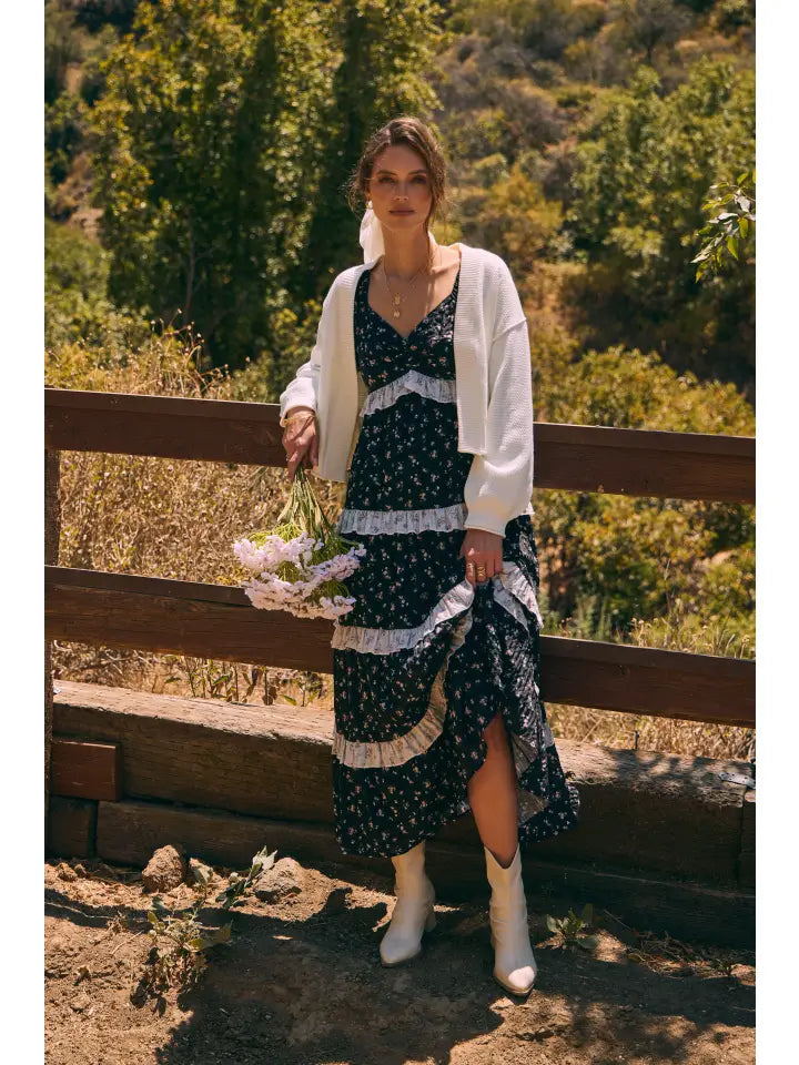 Timeless Layering Waffle Sweater Cardigan in Balloon Sleeves