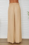 CRNKLE ELASTIC WAIST TIE FRONT WIDE LEG PANT W/ POCKETS