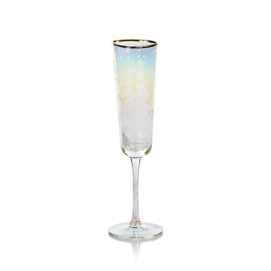 Triangular Champagne Flute - Luster with Gold Rim Or Clear -No Luster