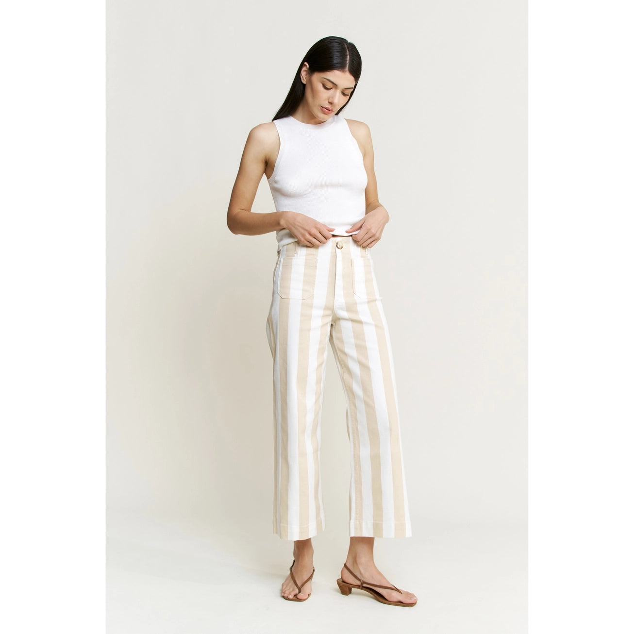 Brandy Striped Super High Cropped Wide Leg
