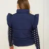 Flutter Sleeve Bow Detail Zip-Up Puffer Vest
