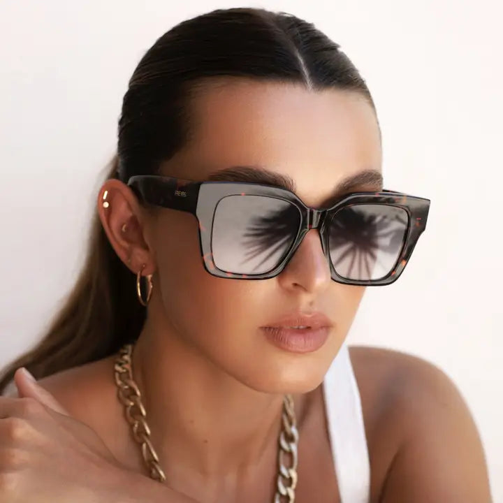 Bon Chic Acetate Oversized Square Sunglasses Tortoise