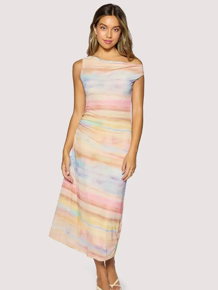 Sunset Promenade Maxi Dress - Power Mesh Spring Sleeveless