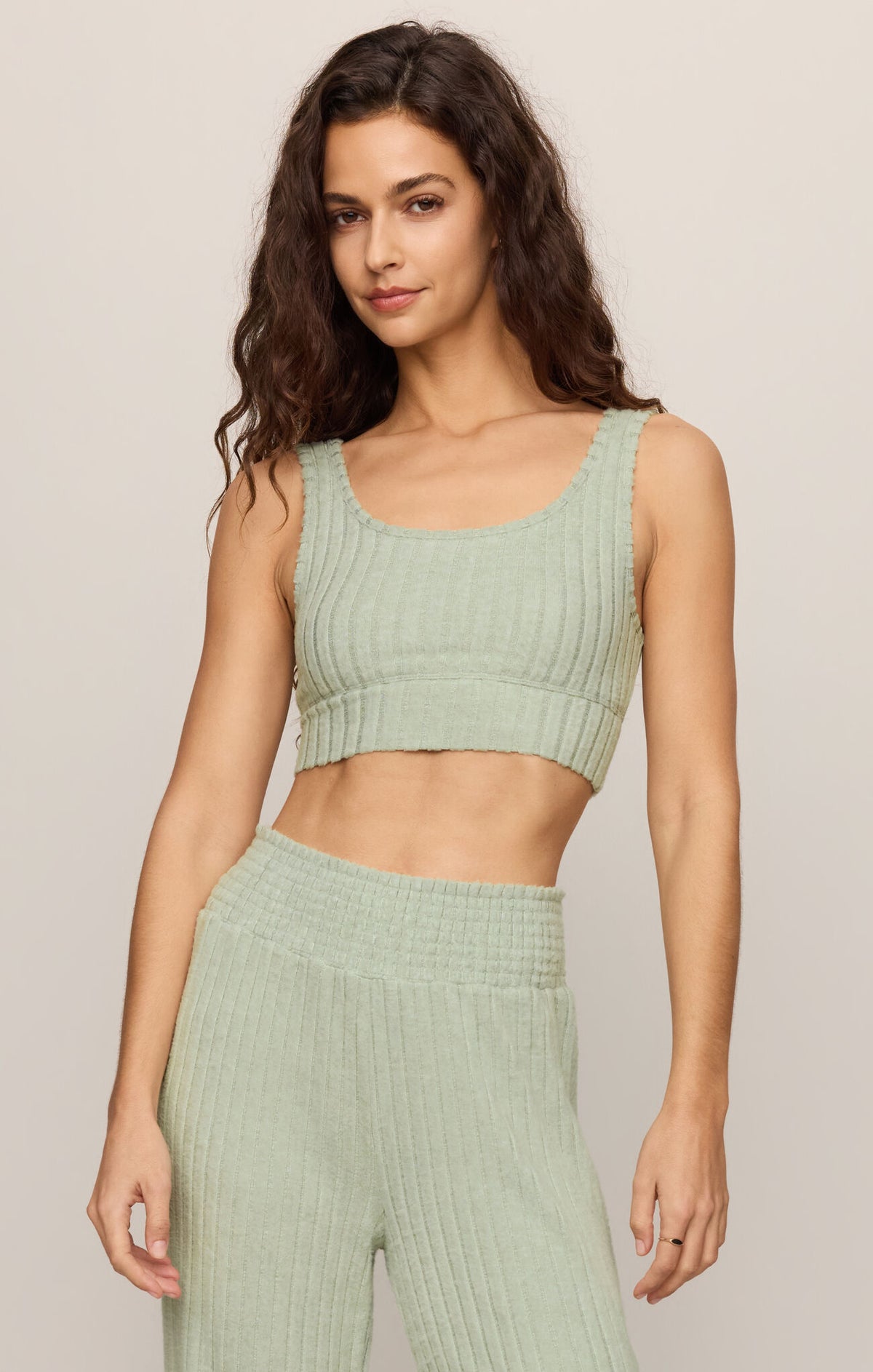 Zoe Silky Rib Tank Bra Top