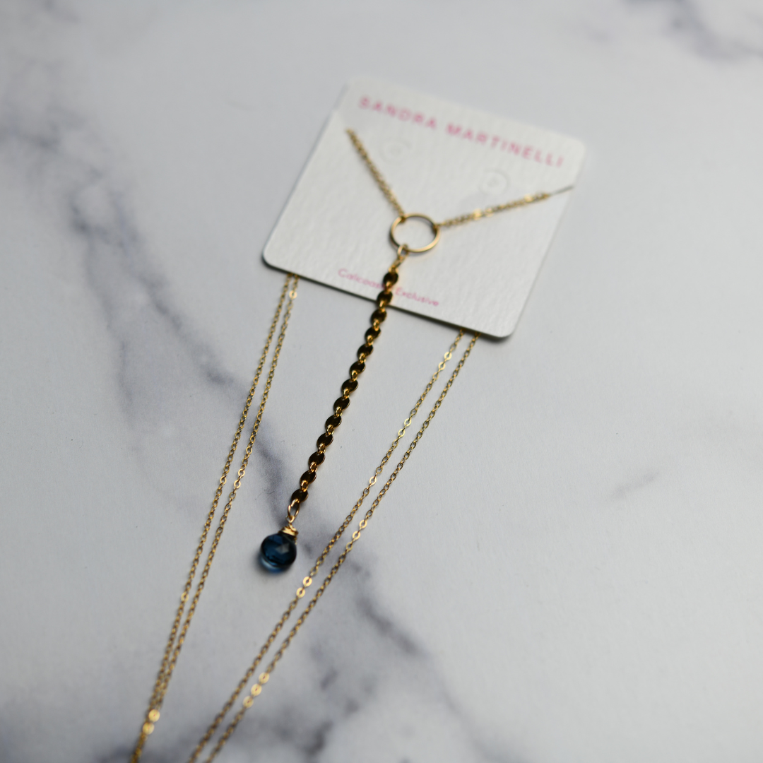 London Blue Quartz Lariat Necklace