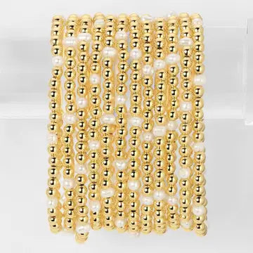 4mm Bead & Pearl Stretch Bracelets