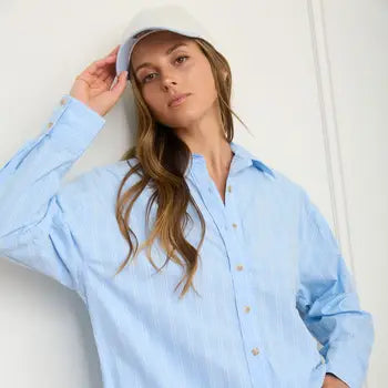 Stripe Oversized Collared Long Sleeve