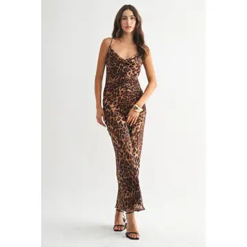 Leopard Print Maxi Slip Dress