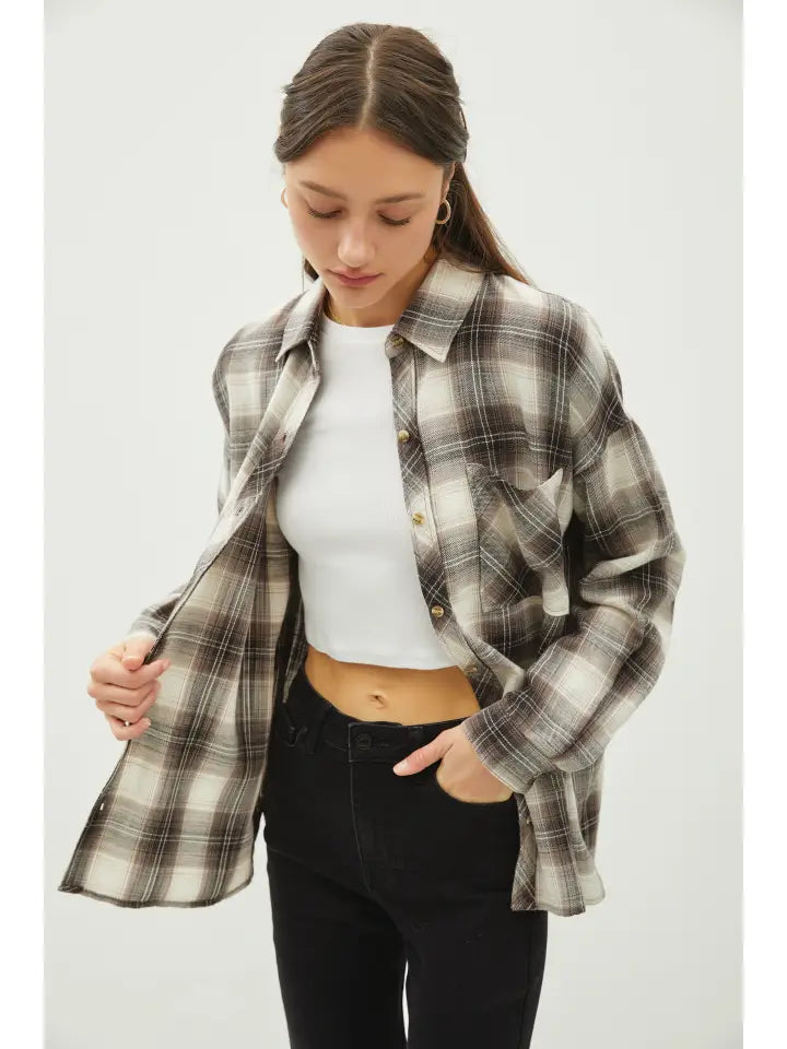 Dark Shade Plaid Flannel Shirt