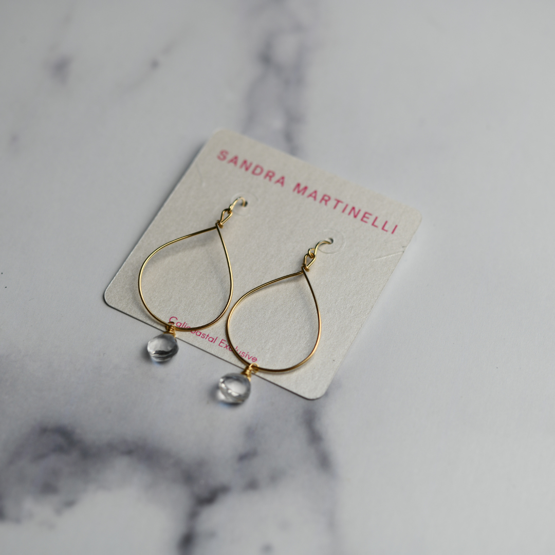 Crystal Quartz Gem Drop Small Hoops