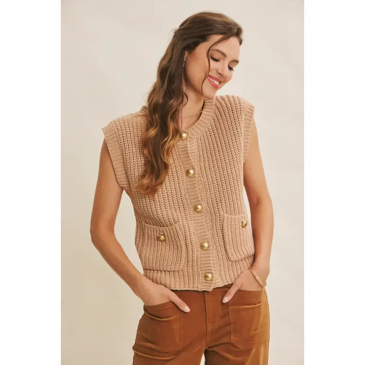 Timeless Charm Antique Button-Down Sweater Vest
