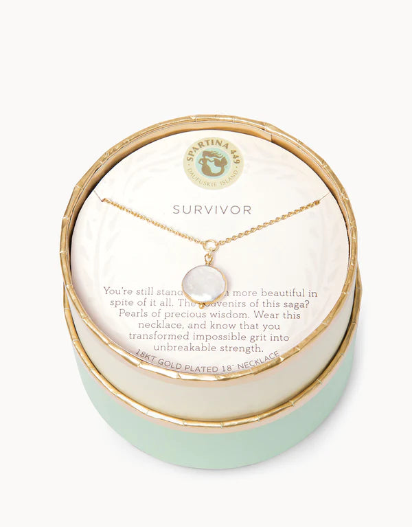 Sea La Vie Survivor Coin Pearl Necklace
