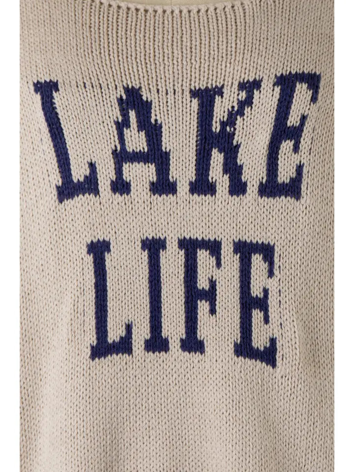 Lake Life Lightweight Knit Sweater Khaki/Blue