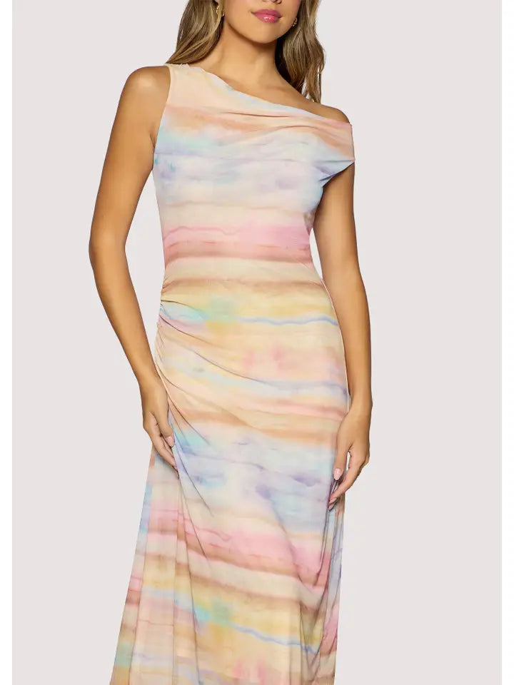 Sunset Promenade Maxi Dress - Power Mesh Spring Sleeveless
