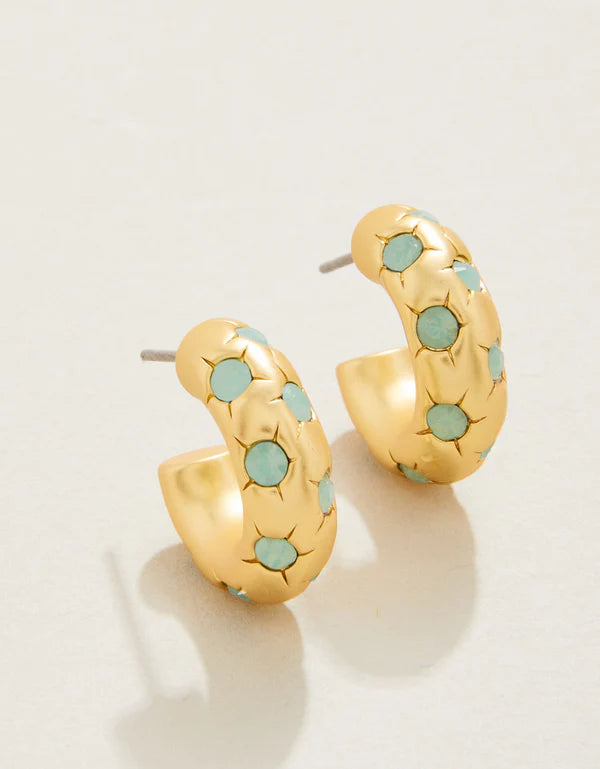 Chubby Hoop Earrings with Seafoam stone