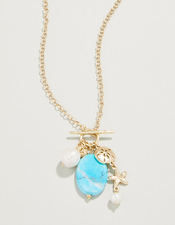 Seaside Necklace 32" Turquoise/Pearl