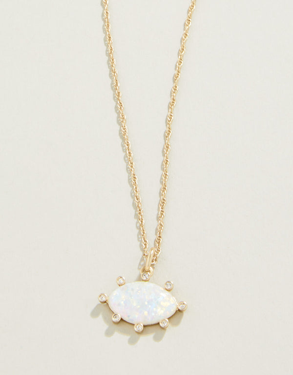 Opaline Necklace 18" White Crystal