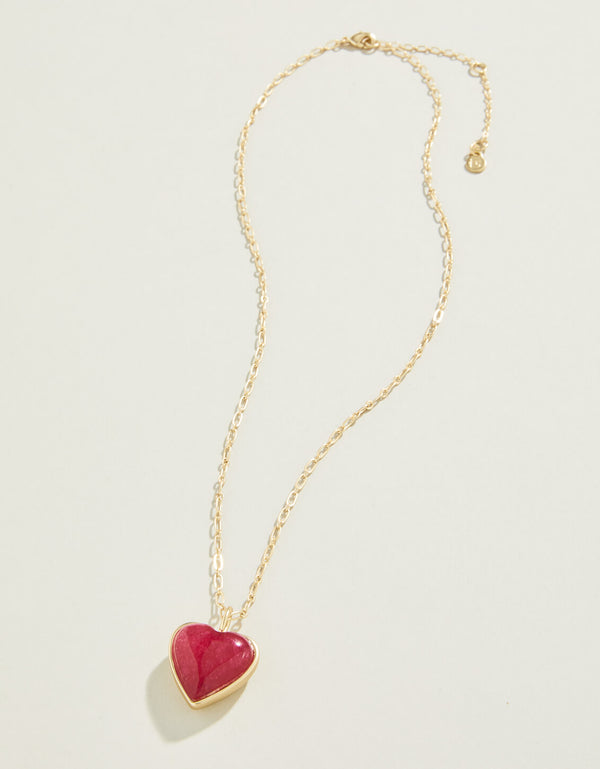 Full Heart Necklace 18" Pink