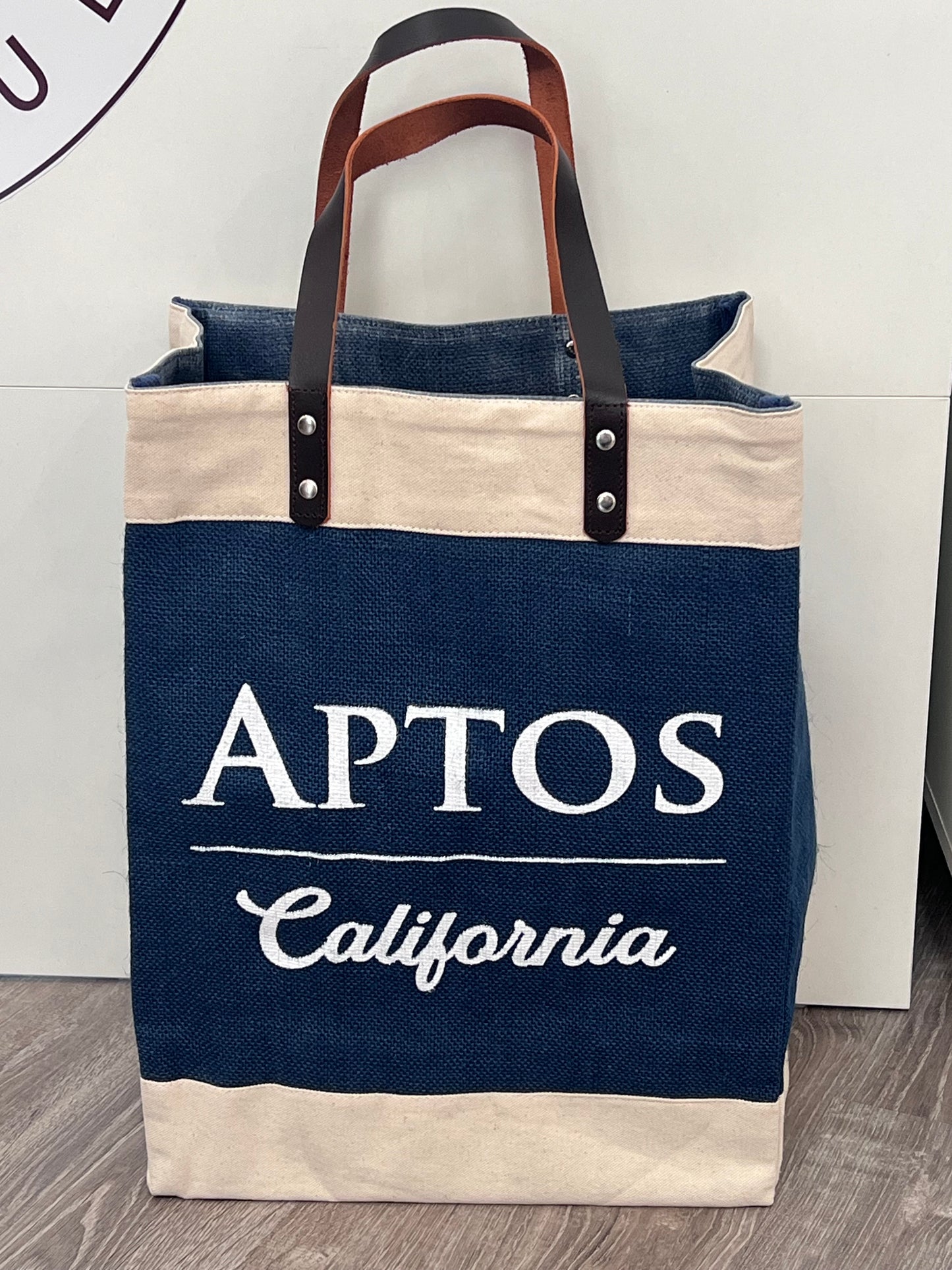 Aptos Bag, Custom Navy Jute bag