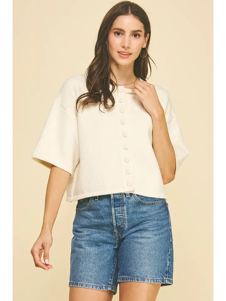 Button Down Short Sleeve Sweater