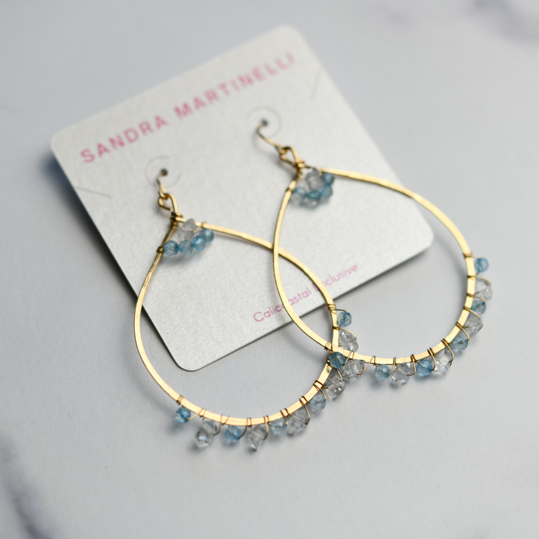 Topaz Herkimer Diamond Wrapped Hoops