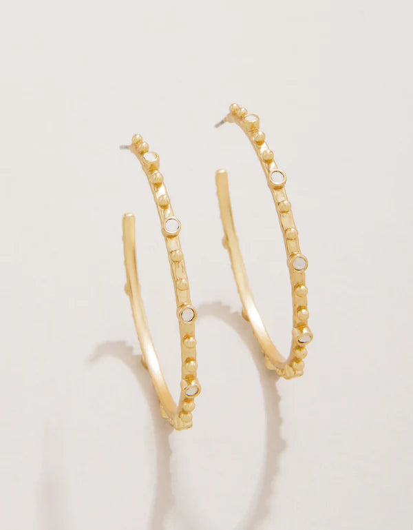Bristol Hoop Earrings 45mm White Opal