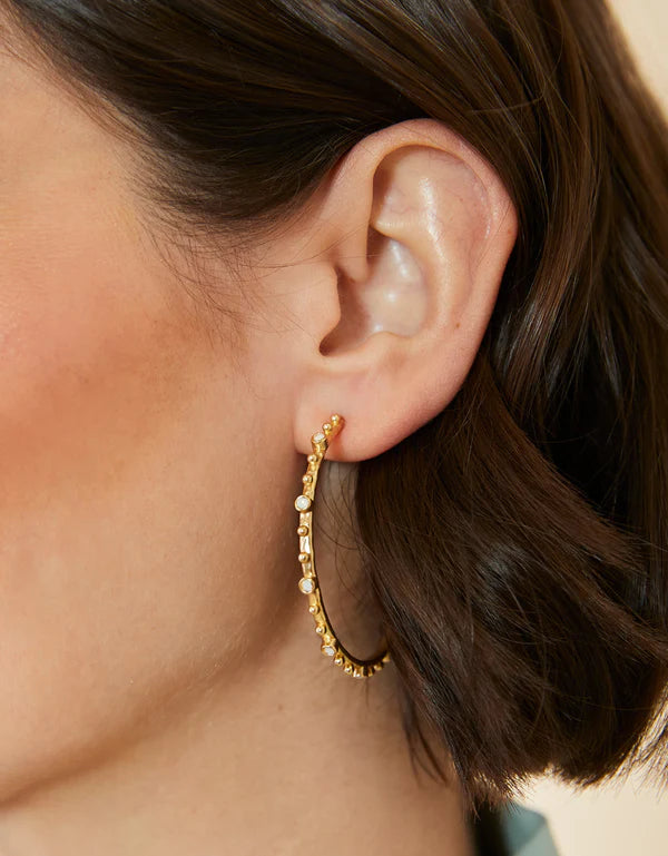 Bristol Hoop Earrings 45mm White Opal