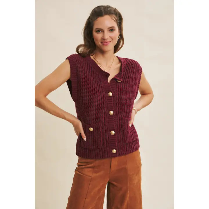 Timeless Charm Antique Button-Down Sweater Vest