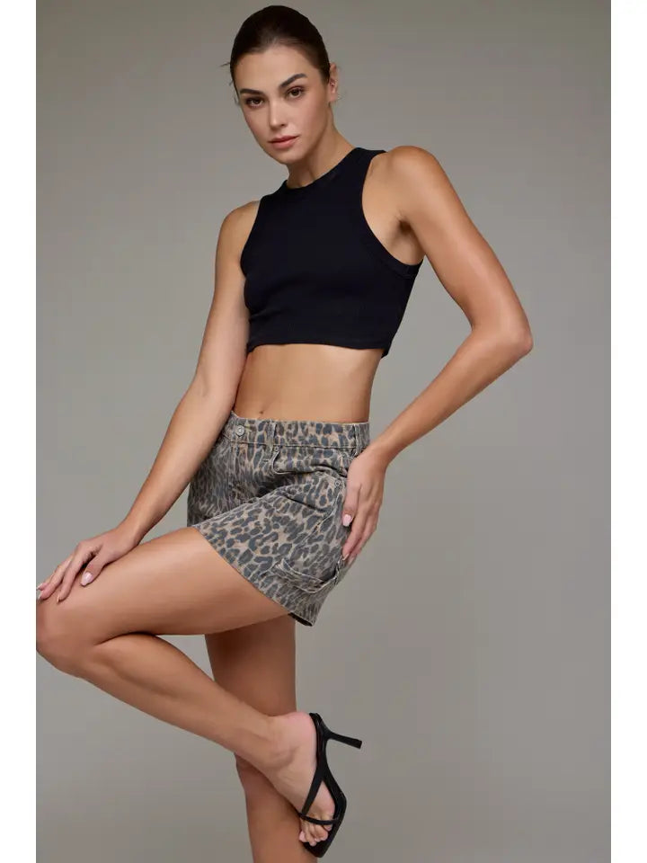 Cheetah Stretch Clean Mid Rise Dad Shorts