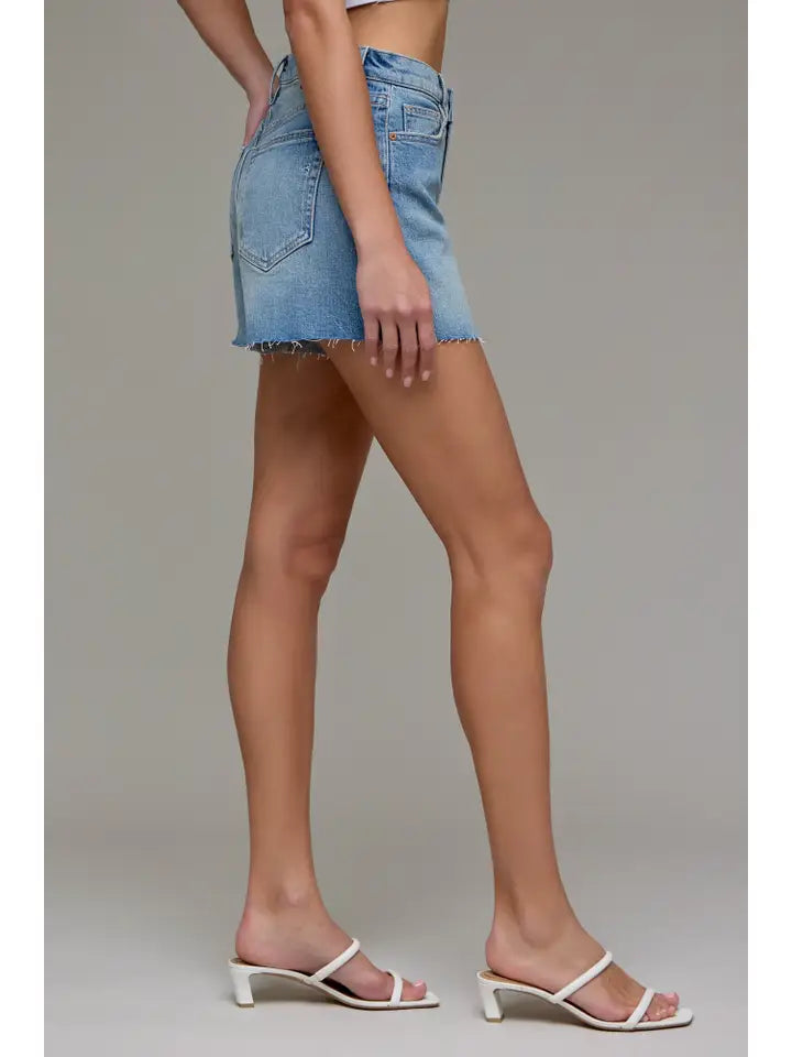 Medium Wash Classic 4in A Line Shorts